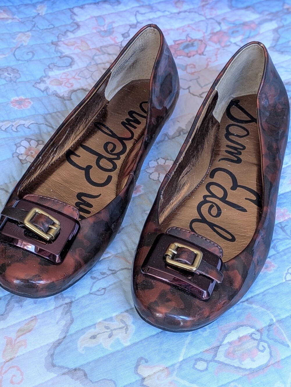 Sam Edelman Casey Women's Animal Print Buckle Ballet Flats 8m Casual Comfy